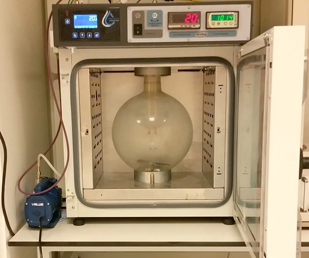 Apparatus conducting gas and vapor testing to assess hazardous levels in air samples.