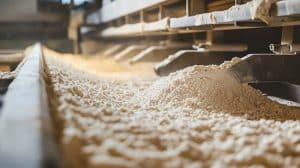 Flour dust accumulation in an industrial facility – a flammable and explosive hazard.